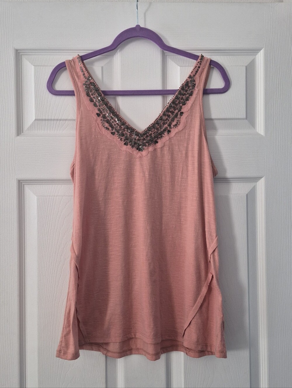 Studio Y Pink Beaded V-Neck Camisole